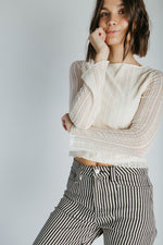 The Novi Long Sleeve Lace Blouse in Cream