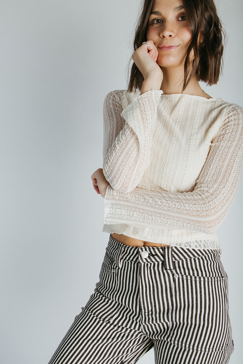 The Novi Long Sleeve Lace Blouse in Cream