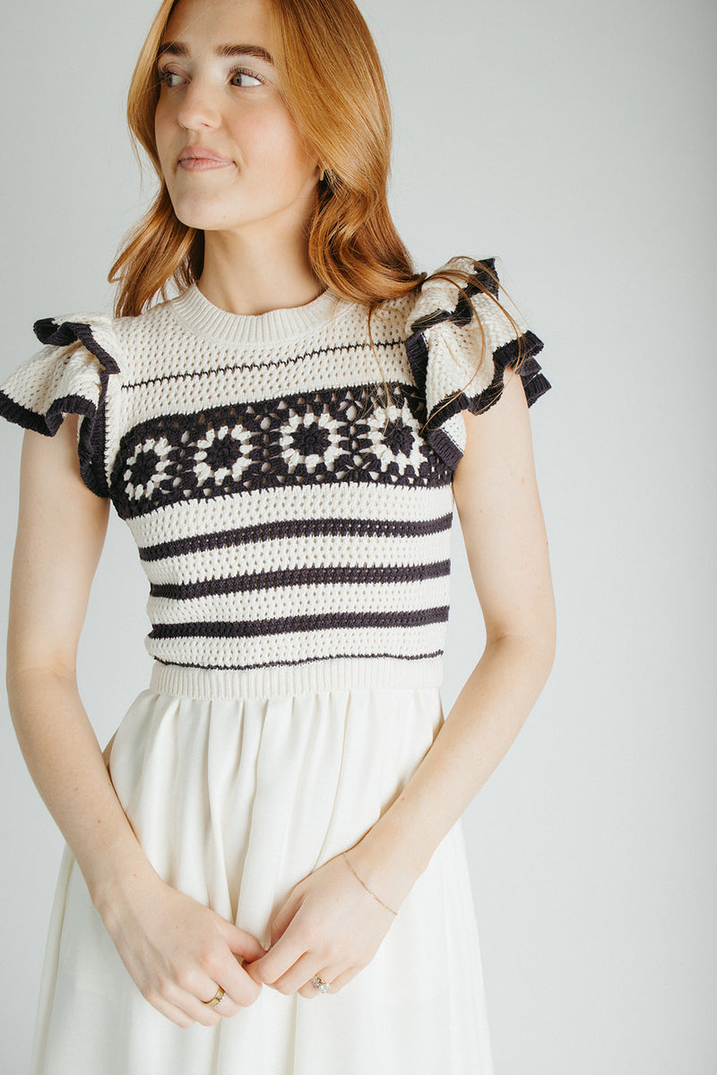 The Blaire Crochet Bodice Midi Dress in Cream Piper & Scoot The Blaire Crochet Bodice Midi Dress in Cream Piper & Scoot