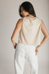 The Bravo Crochet Suede Vest in Buttermilk
