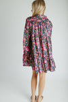 The Jarding Floral Tiered Dress in Navy + Fuchsia