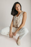 The Bravo Crochet Suede Vest in Buttermilk
