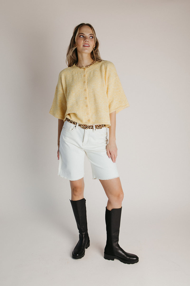 The Wilcox Boxy Button-Up Cardigan in Yellow