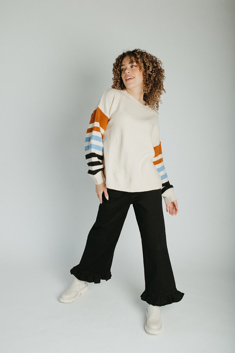 The Layna Ruffle Hem Pant in Black