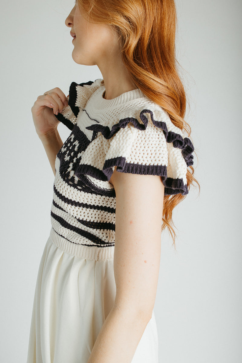 The Blaire Crochet Bodice Midi Dress in Cream