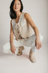 The Bravo Crochet Suede Vest in Buttermilk