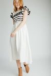 The Blaire Crochet Bodice Midi Dress in Cream