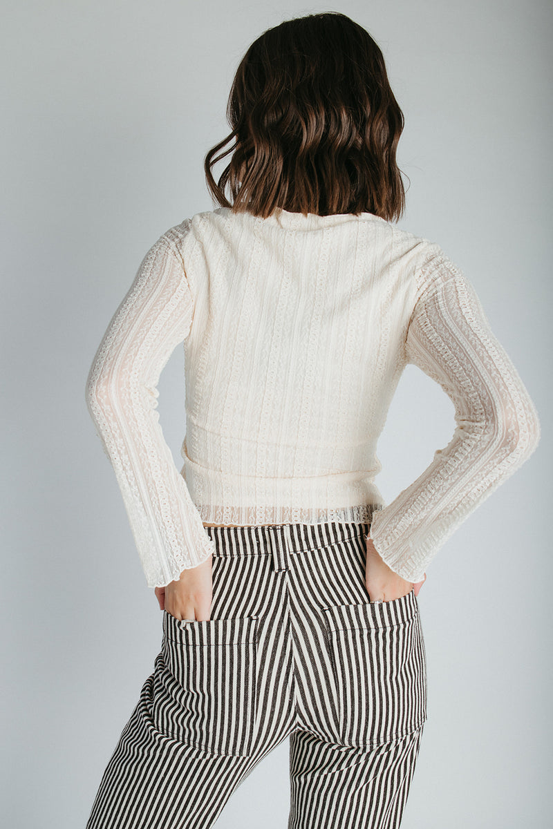 The Novi Long Sleeve Lace Blouse in Cream