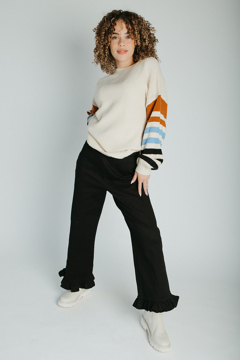 The Layna Ruffle Hem Pant in Black