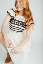 The Blaire Crochet Bodice Midi Dress in Cream