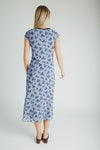 The Sasha Floral V-Neck Midi Dress in Blue