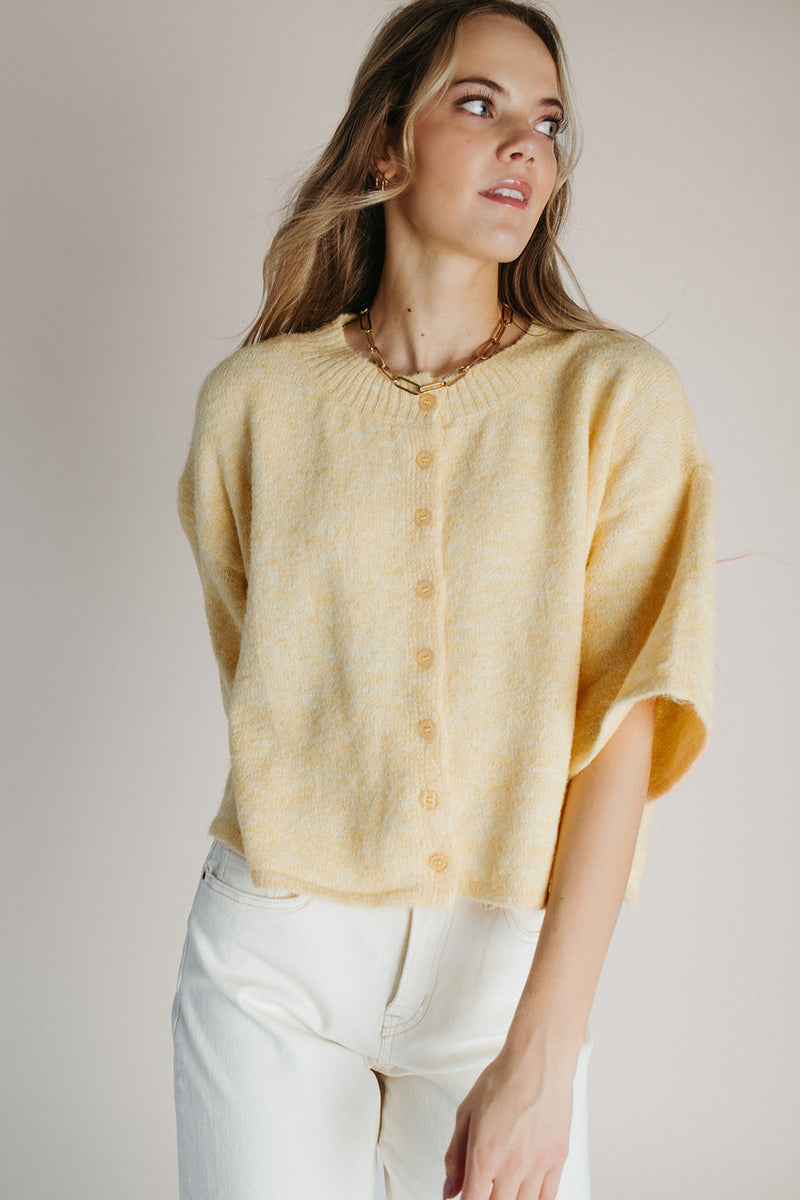 The Wilcox Boxy Button-Up Cardigan in Yellow