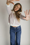 The Sagers Striped Cardigan in Dusted Cocoa