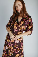 The Bulloch Wrap Midi Dress in Fig Blossom
