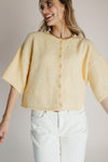 The Wilcox Boxy Button-Up Cardigan in Yellow