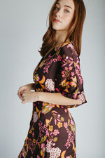 The Bulloch Wrap Midi Dress in Fig Blossom