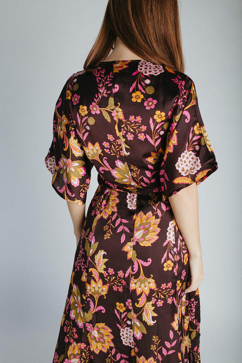 The Bulloch Wrap Midi Dress in Fig Blossom