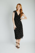The Sasha Floral V-Neck Midi Dress in Black