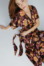 The Bulloch Wrap Midi Dress in Fig Blossom