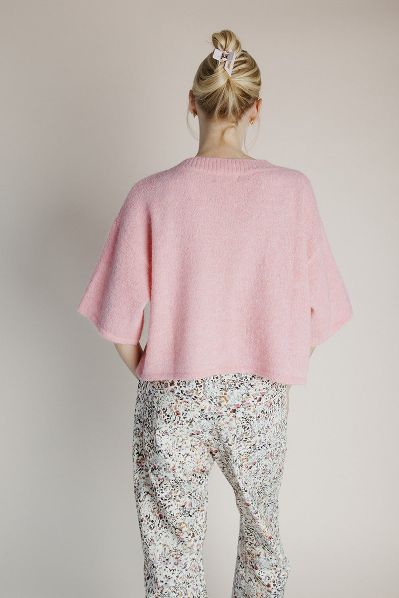 The Wilcox Boxy Button-Up Cardigan in Pink