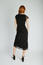 The Sasha Floral V-Neck Midi Dress in Black