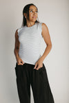 The Gianni Striped Ruffle Tank in White