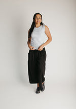 The Gianni Striped Ruffle Tank in White