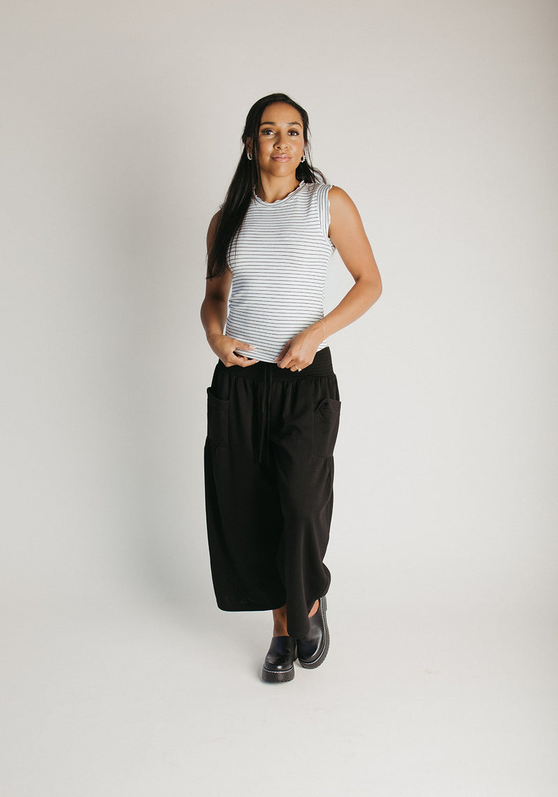 The Gianni Striped Ruffle Tank in White