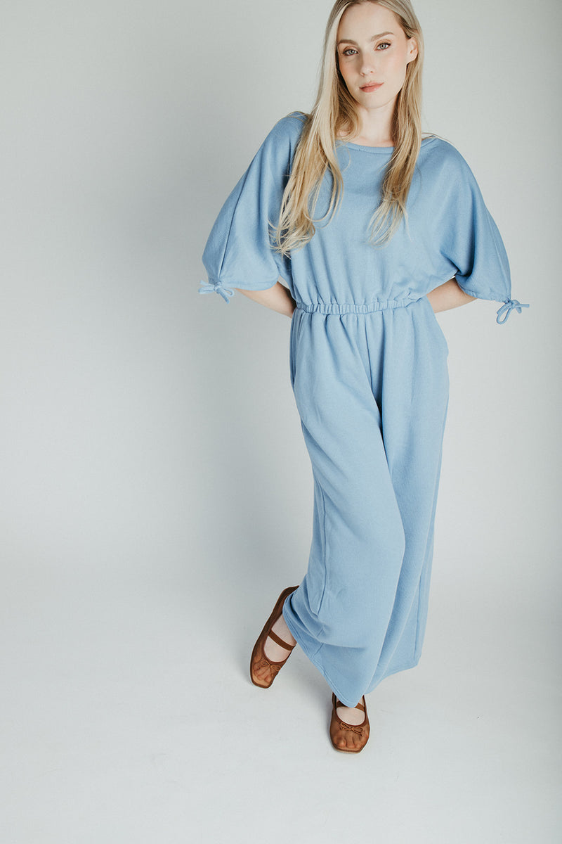 The Stowers Cinch Waist Jumpsuit in Blue