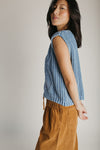The Carice Cable Knit Sweater Vest in Vintage Denim