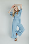 The Stowers Cinch Waist Jumpsuit in Blue