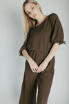 The Stowers Cinch Waist Jumpsuit in Mocha