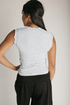 The Gianni Striped Ruffle Tank in White