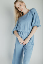 The Stowers Cinch Waist Jumpsuit in Blue