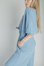 The Stowers Cinch Waist Jumpsuit in Blue
