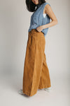 The Carlene Corduroy Pin Tuck Pant in Camel