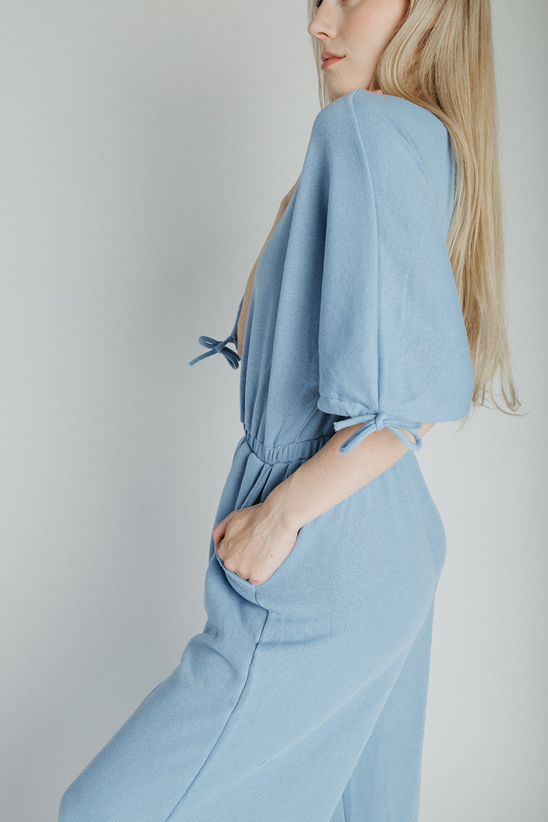 The Stowers Cinch Waist Jumpsuit in Blue