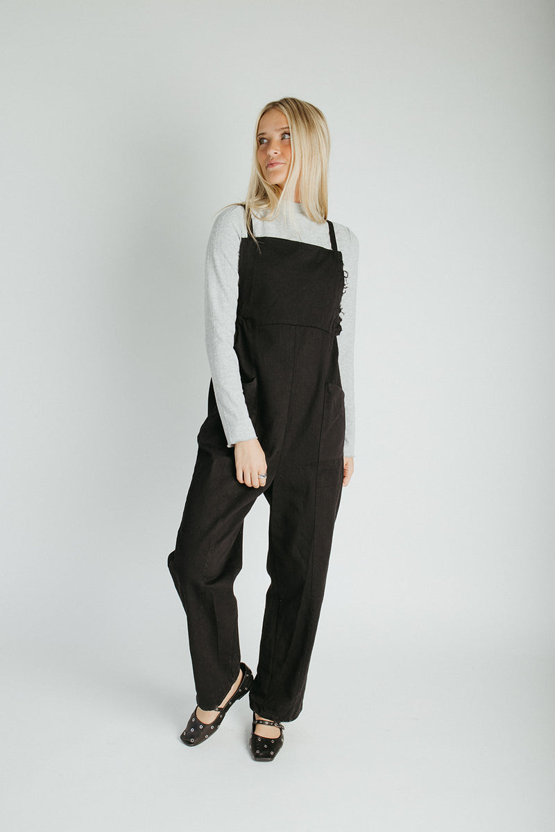 The Gianna Woven Overall in Black