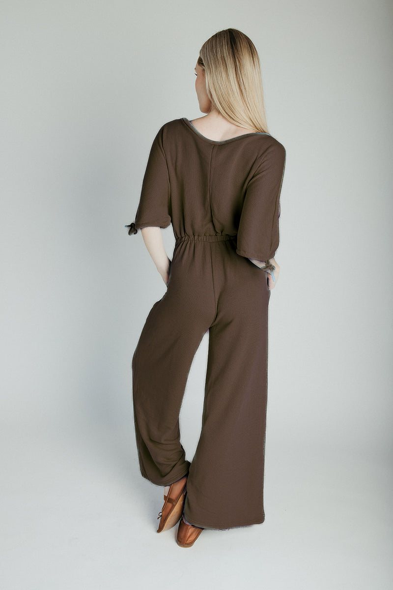 The Stowers Cinch Waist Jumpsuit in Mocha