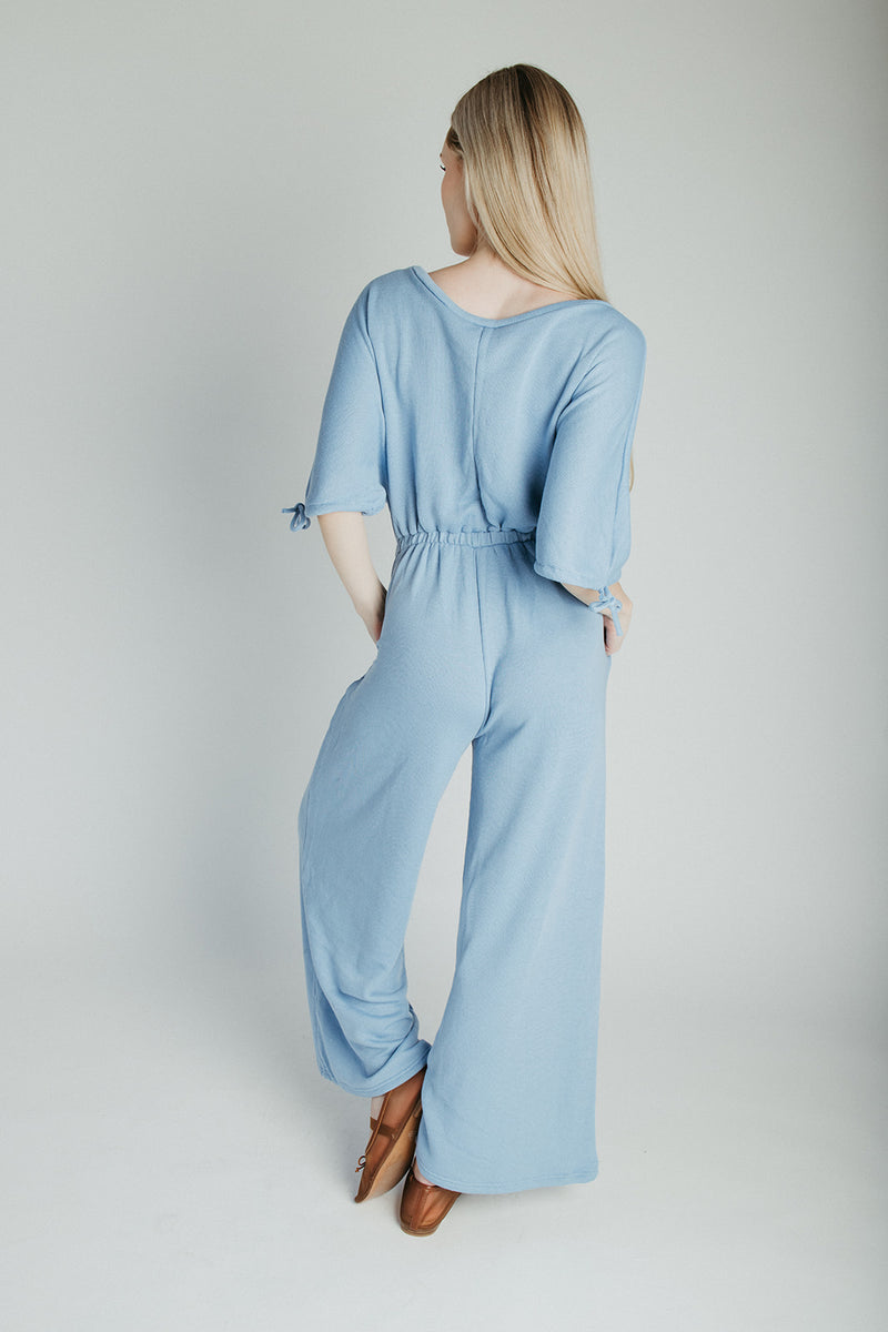 The Stowers Cinch Waist Jumpsuit in Blue