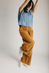 The Carlene Corduroy Pin Tuck Pant in Camel