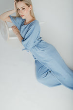 The Stowers Cinch Waist Jumpsuit in Blue
