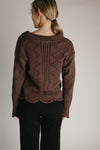The Abigail Knit Crochet Cardigan in Brown