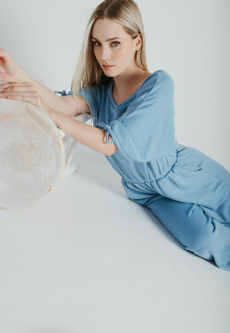 The Stowers Cinch Waist Jumpsuit in Blue