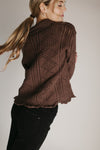 The Abigail Knit Crochet Cardigan in Brown
