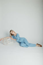 The Stowers Cinch Waist Jumpsuit in Blue