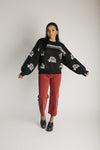 The Lawrence Floral Graphic Sweater in Black + White