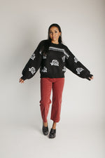 The Lawrence Floral Graphic Sweater in Black + White
