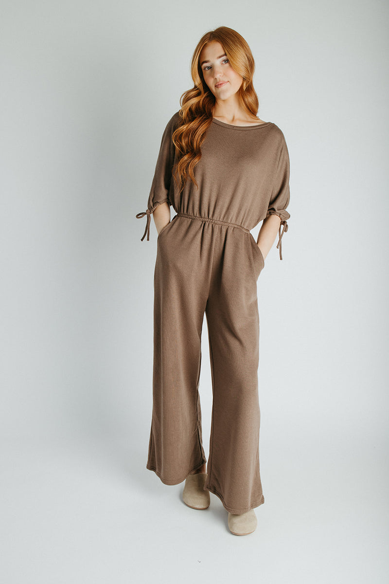 The Stowers Cinch Waist Jumpsuit in Mocha