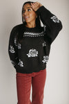 The Lawrence Floral Graphic Sweater in Black + White